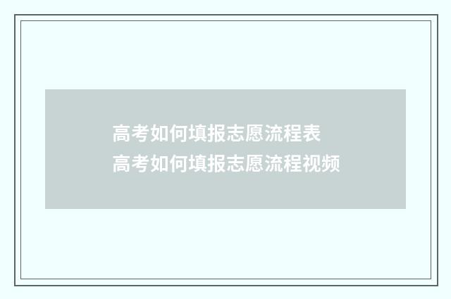 高考如何填报志愿流程表 高考如何填报志愿流程视频
