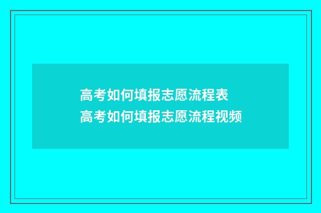高考如何填报志愿流程表 高考如何填报志愿流程视频