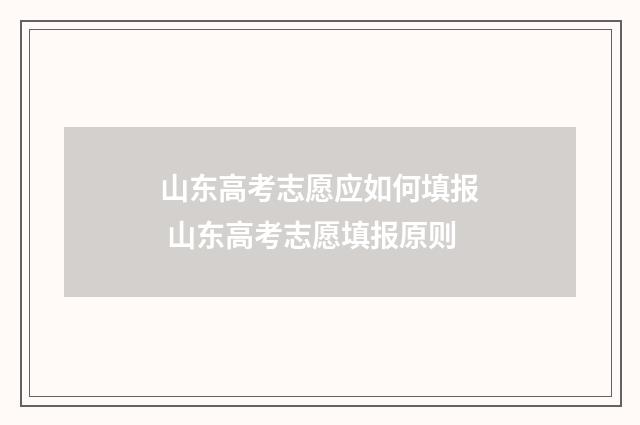山东高考志愿应如何填报 山东高考志愿填报原则