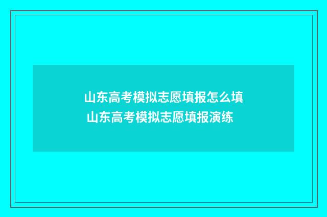 山东高考模拟志愿填报怎么填 山东高考模拟志愿填报演练