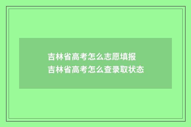 吉林省高考怎么志愿填报 吉林省高考怎么查录取状态