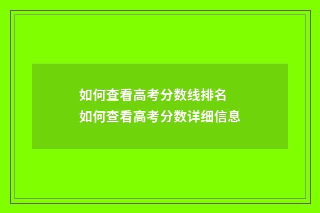 如何查看高考分数线排名 如何查看高考分数详细信息