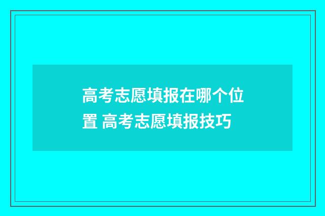 高考志愿填报在哪个位置 高考志愿填报技巧
