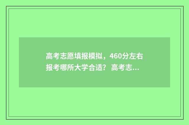 高考志愿填报模拟，460分左右报考哪所大学合适？ 高考志愿填报模拟填报系统官网入口