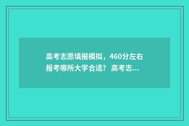 高考志愿填报模拟，460分左右报考哪所大学合适？ 高考志愿填报模拟填报系统官网入口