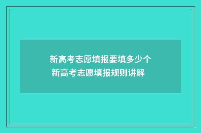 新高考志愿填报要填多少个 新高考志愿填报规则讲解