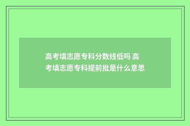 高考填志愿专科分数线低吗 高考填志愿专科提前批是什么意思