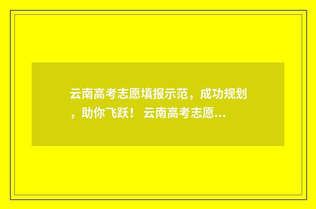 云南高考志愿填报示范，成功规划，助你飞跃！ 云南高考志愿填报系统登录入口http