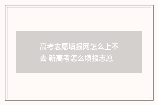 高考志愿填报网怎么上不去 新高考怎么填报志愿