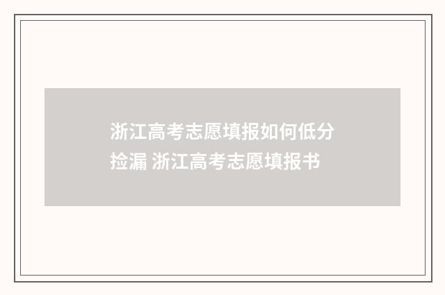 浙江高考志愿填报如何低分捡漏 浙江高考志愿填报书