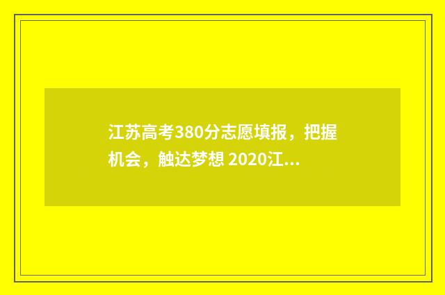 江苏高考380分志愿填报，把握机会，触达梦想 2020江苏高考380分什么概念