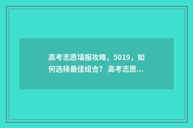 高考志愿填报攻略，5019，如何选择最佳组合？ 高考志愿填报攻略河北