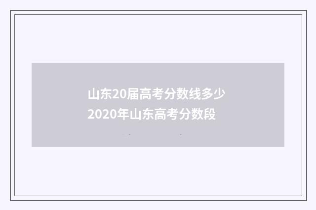 山东20届高考分数线多少 2020年山东高考分数段