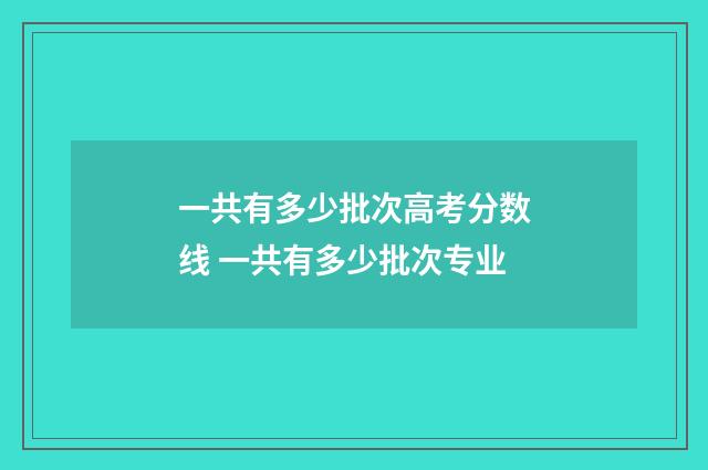 一共有多少批次高考分数线 一共有多少批次专业