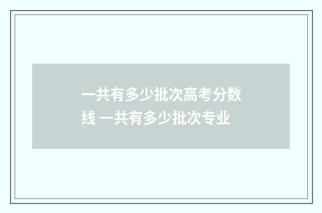 一共有多少批次高考分数线 一共有多少批次专业