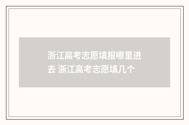 浙江高考志愿填报哪里进去 浙江高考志愿填几个