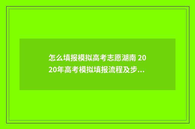 怎么填报模拟高考志愿湖南 2020年高考模拟填报流程及步骤