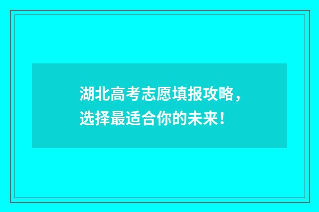 湖北高考志愿填报攻略，选择最适合你的未来！