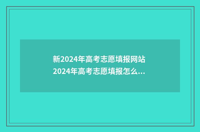新2024年高考志愿填报网站 2024年高考志愿填报怎么填报