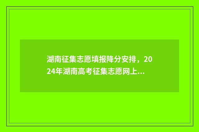 湖南征集志愿填报降分安排，2024年湖南高考征集志愿网上填报时间及入口 湖南征集志愿填报时间