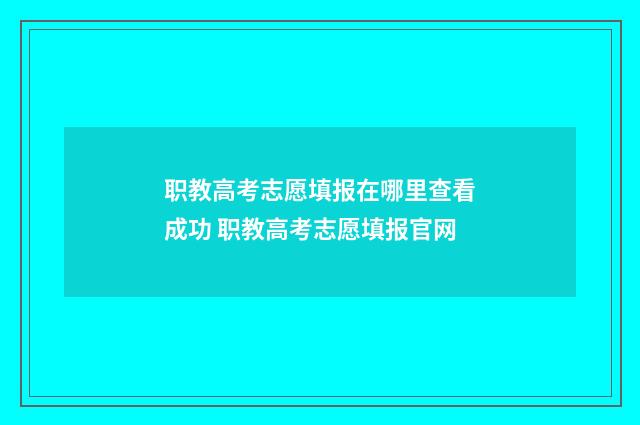 职教高考志愿填报在哪里查看成功 职教高考志愿填报官网