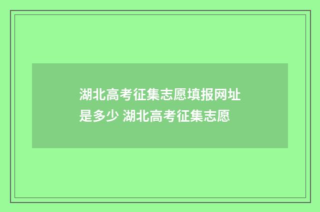 湖北高考征集志愿填报网址是多少 湖北高考征集志愿