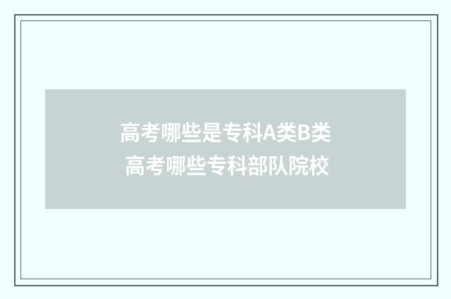 高考哪些是专科A类B类 高考哪些专科部队院校