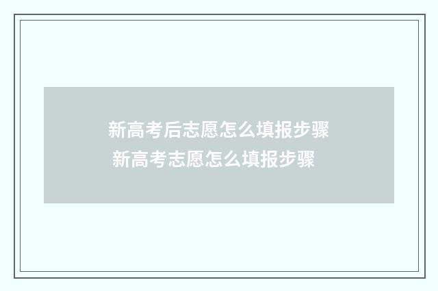 新高考后志愿怎么填报步骤 新高考志愿怎么填报步骤