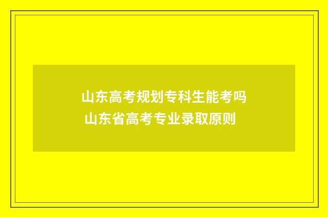 山东高考规划专科生能考吗 山东省高考专业录取原则