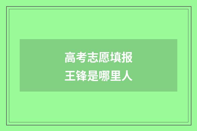 高考志愿填报王锋是哪里人