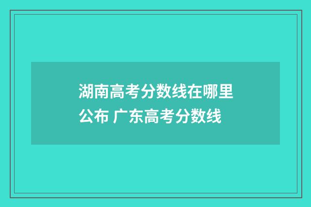 湖南高考分数线在哪里公布 广东高考分数线