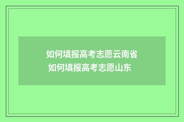 如何填报高考志愿云南省 如何填报高考志愿山东