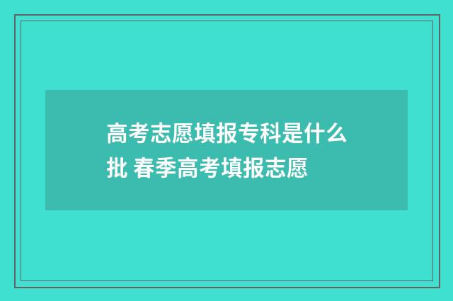 高考志愿填报专科是什么批 春季高考填报志愿