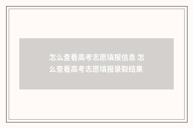 怎么查看高考志愿填报信息 怎么查看高考志愿填报录取结果