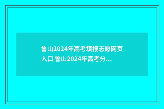 鲁山2024年高考填报志愿网页入口 鲁山2024年高考分数线