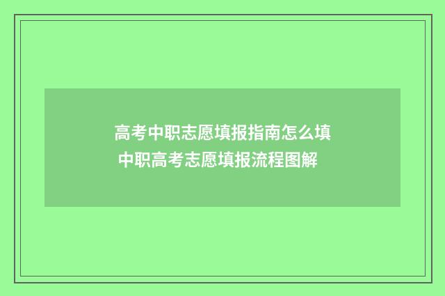 高考中职志愿填报指南怎么填 中职高考志愿填报流程图解