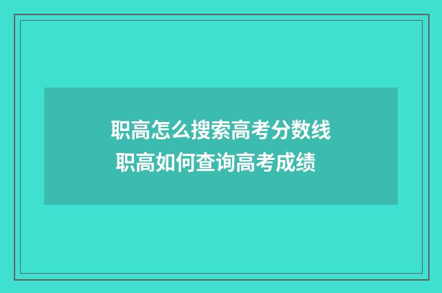 职高怎么搜索高考分数线 职高如何查询高考成绩