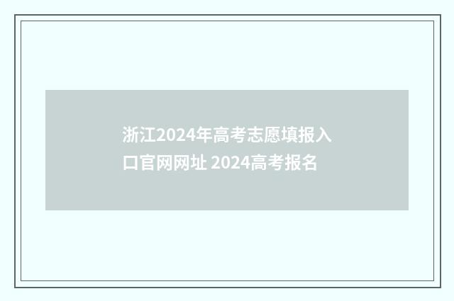浙江2024年高考志愿填报入口官网网址 2024高考报名