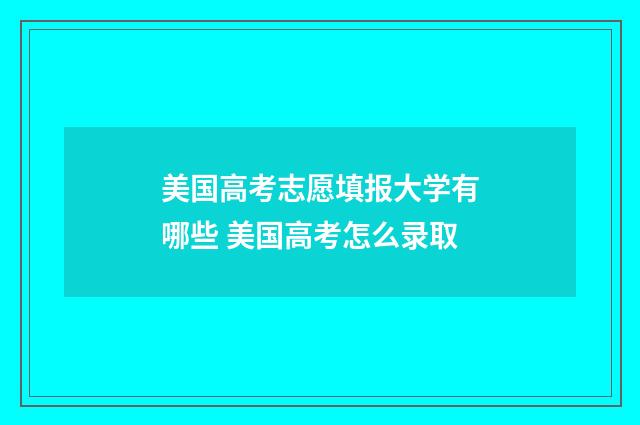 美国高考志愿填报大学有哪些 美国高考怎么录取