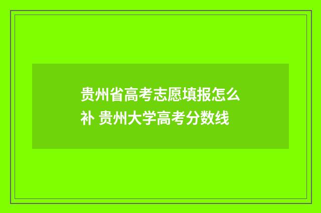 贵州省高考志愿填报怎么补 贵州大学高考分数线