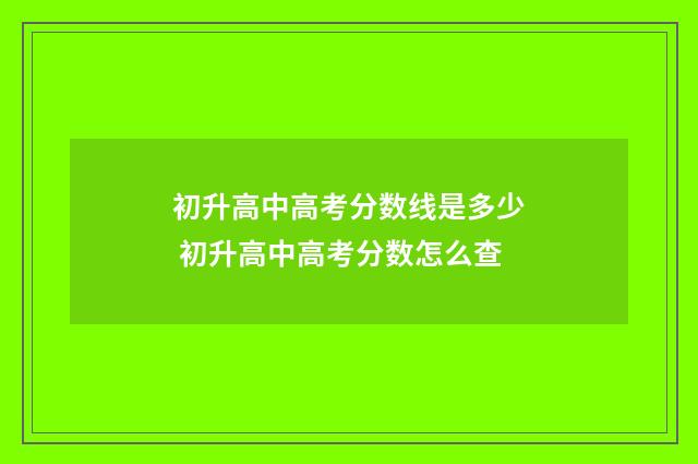 初升高中高考分数线是多少 初升高中高考分数怎么查