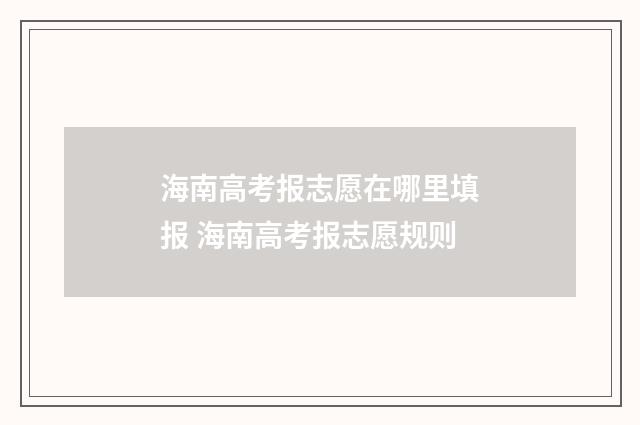 海南高考报志愿在哪里填报 海南高考报志愿规则