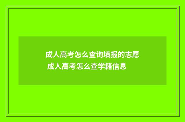 成人高考怎么查询填报的志愿 成人高考怎么查学籍信息