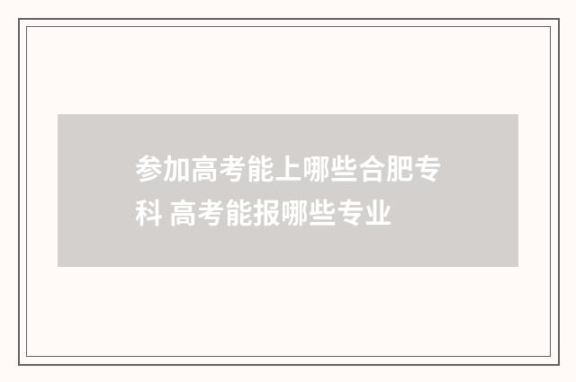 参加高考能上哪些合肥专科 高考能报哪些专业