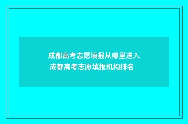 成都高考志愿填报从哪里进入 成都高考志愿填报机构排名