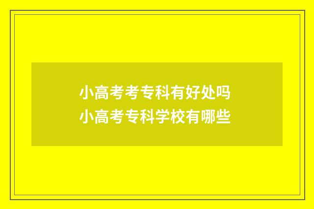 小高考考专科有好处吗 小高考专科学校有哪些