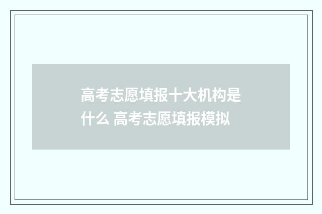 高考志愿填报十大机构是什么 高考志愿填报模拟
