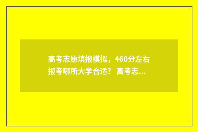 高考志愿填报模拟，460分左右报考哪所大学合适？ 高考志愿填报模拟填报系统