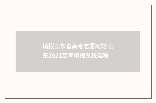 填报山东省高考志愿网站 山东2021高考填报系统流程