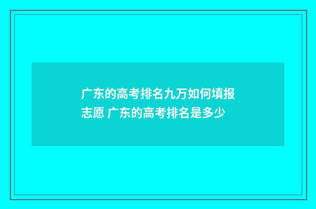 广东的高考排名九万如何填报志愿 广东的高考排名是多少
